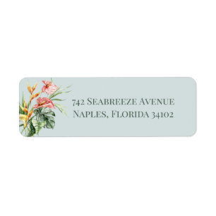 Tropische Eleganz Botanisches Rücksendeadressetike