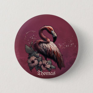 Tropische Eleganz, der Flamingo in der Dämmerung. Button