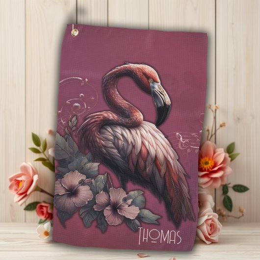 Tropische Eleganz, der Flamingo in der Dämmerung. Golfhandtuch