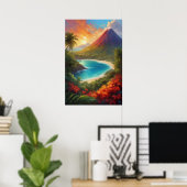 Tropische Eleganz, Orangefarbene Dämme Poster (Heimbüro)