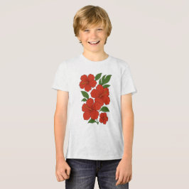 Tropische Eleganz Rote Hibiskus auf Schwarz Tri-Blend Shirt