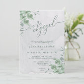 Tropische Eukalyptus-Kalligrafie Verlobt Einladung (Stehend Vorderseite)