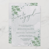 Tropische Eukalyptus-Kalligrafie Verlobt Einladung (Vorne/Hinten)