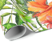 Tropische Exotic Dschungel Hibiskus Blume Blume Geschenkpapier (Rolleneckpunkt)