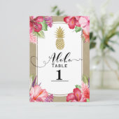 Tropische Exotic Floral Gold Ananas Tischnummer (Stehend Vorderseite)