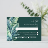 Tropische Exotic Foliage-Blätter mit RSVP-Karte RSVP Karte (Stehend Vorderseite)