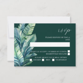 Tropische Exotic Foliage-Blätter mit RSVP-Karte RSVP Karte