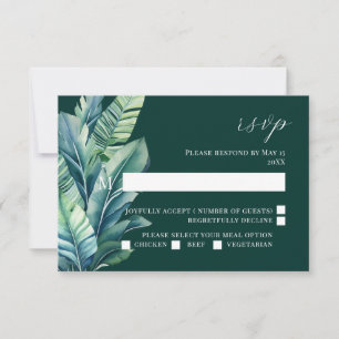 Tropische Exotic Foliage-Blätter mit RSVP-Karte RSVP Karte