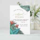 Tropische exotische Blume Probe Abendessen Einladung (Stehend Vorderseite)