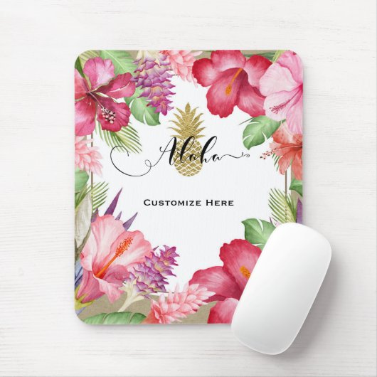 Tropische exotische Blume und Ananas Mousepad (Mit Mouse)