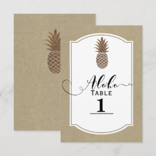 Tropische exotische Blumen Gold-Pineapple-Tischnum Einladung