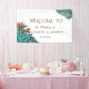 Tropische exotische Blumen Hochzeit Banner
