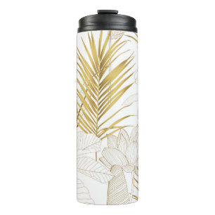 Tropische exotische Blumenlinie goldene Palmwedel Thermosbecher
