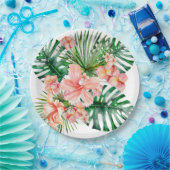 Tropische exotische Dschungel-Hibiskus-Blumen Pappteller (Party)