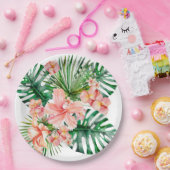 Tropische exotische Dschungel-Hibiskus-Blumen Pappteller (Party)