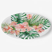 Tropische exotische Dschungel-Hibiskus-Blumen Pappteller (Schrägansicht)