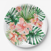 Tropische exotische Dschungel-Hibiskus-Blumen Pappteller (Vorderseite)