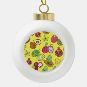 Tropische exotische Früchte handGezeichnet Muster Keramik Kugel-Ornament