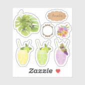 Tropische exotische Monstera-Blätter Aquarellwirku Aufkleber (Blatt)