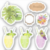 Tropische exotische Monstera-Blätter Aquarellwirku Aufkleber (Vorderseite)