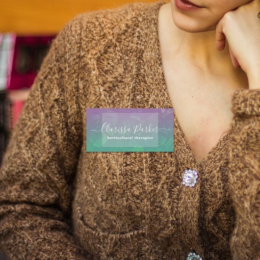 Tropische exotische Monstera Blätter Lila Green Om Namensschild