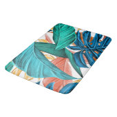 Tropische exotische Palmen und Blätter Badematte (Schrägansicht)