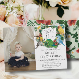 Tropische Exotische Papageien Wildes 1. Geburtstag Einladung