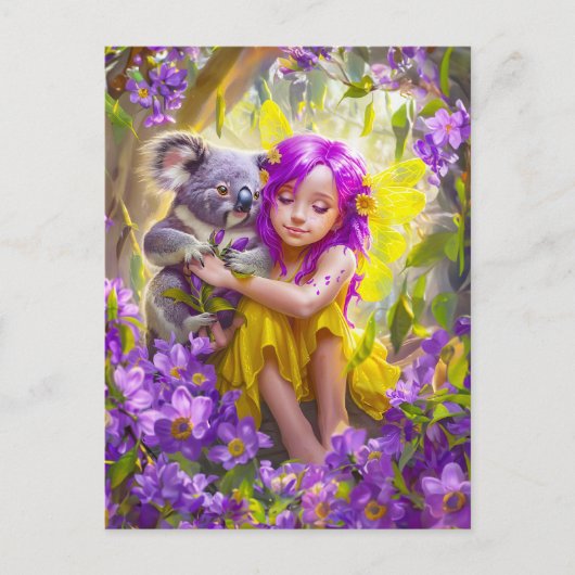 Tropische Fairy mit Koalas und Orchideen Postkarte (Vorderseite)