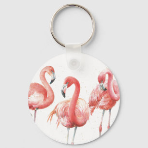 Tropische   Familie der Flamingos Schlüsselanhänger