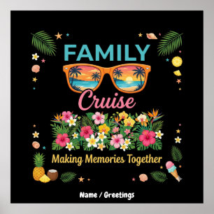 Tropische Familien-Kreuzfahrt-Erinnerungen Floral  Poster