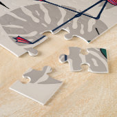 Tropische Fantasie: Flamingo Leaf Muster Puzzle (Seite)