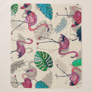Tropische Fantasie: Flamingo Leaf Muster Sherpadecke