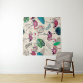 Tropische Fantasie: Flamingo Leaf Muster Wandteppich (Beispiel (Horizontal))