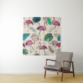 Tropische Fantasie: Flamingo Leaf Muster Wandteppich (Beispiel)