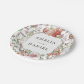 Tropische Fantasy Boho Blumenmuster Hochzeit Pappteller (Schrägansicht)