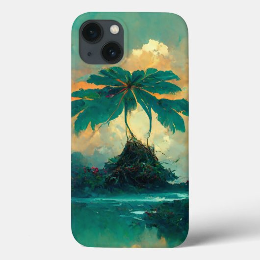 Tropische Fantasy Sea & Palm Trees Case-Mate iPhone Hülle (Rückseite)