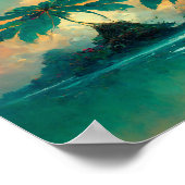 Tropische Fantasy Sea & Palm Trees Poster (Ecke)