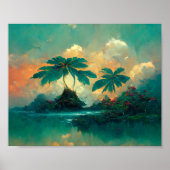 Tropische Fantasy Sea & Palm Trees Poster (Vorne)