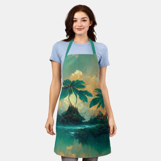 Tropische Fantasy Sea & Palm Trees Schürze (Getragen)