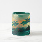 Tropische Fantasy Sea & Palm Trees Tasse (Zentrum)