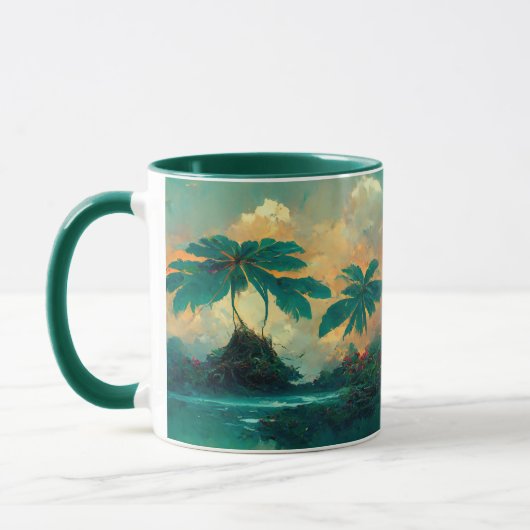 Tropische Fantasy Sea & Palm Trees Tasse (Links)