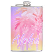 Tropische Farben Aloha Palme Flachmann (Vorderseite)