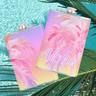 Tropische Farben Aloha Palme Flachmann