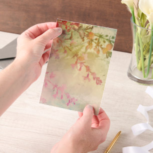 Tropische Farben Orange Rot Gelb Florale Hochzeit Pergament Einladungen