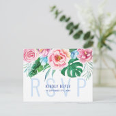 Tropische, farbenfrohe Palmen Blätter Hochzeit RSV Postkarte (Stehend Vorderseite)