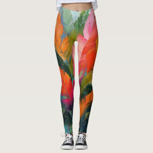 Tropische Federn – Lebendige botanische Abstraktio Leggings