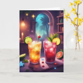 Tropische Feiertagskurse - festliche Cocktailkarte Karte (Gelbe Blume)