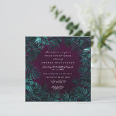 Tropische Fern Blätter Gerahmt Aquamarin Cali Plum Einladung (Stehend Vorderseite)