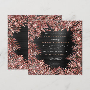 Tropische Fern Blätter Gerahmte Rose Gold Kupfer S Einladung