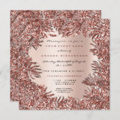 Tropische Fern-Blätter Gerahmte Rose Gold Pink Met Einladung (Vorne/Hinten)